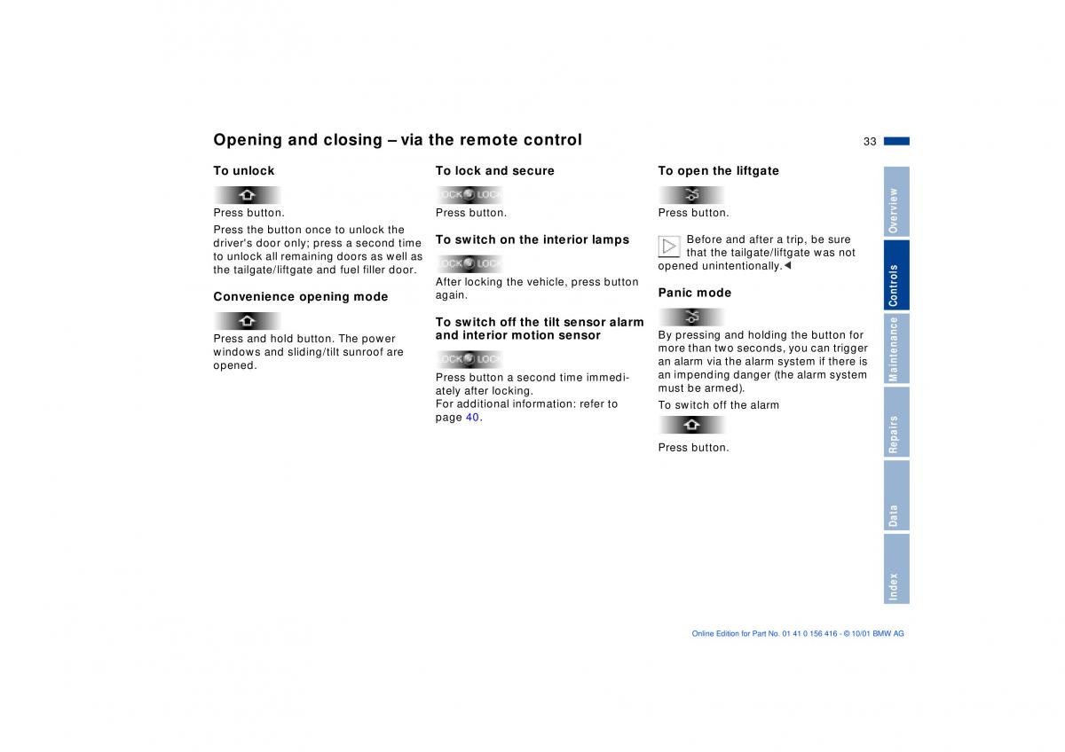 BMW X5 E53 owners manual / page 33