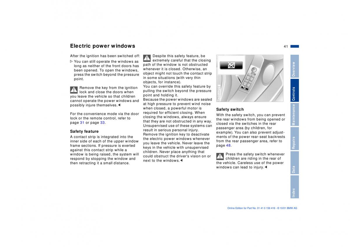 BMW X5 E53 owners manual / page 41