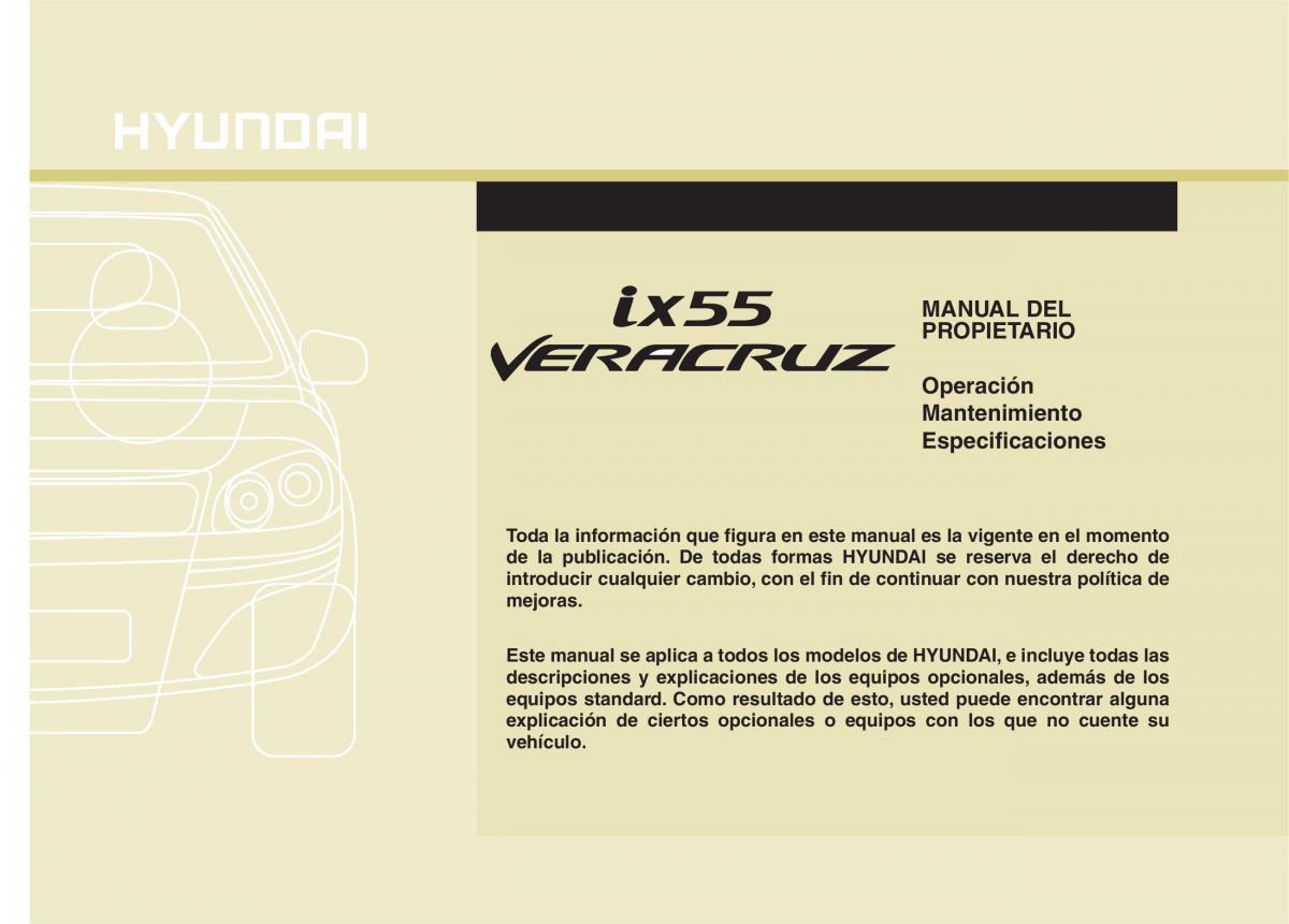 Hyundai ix55 Veracruz manual del propietario / page 1