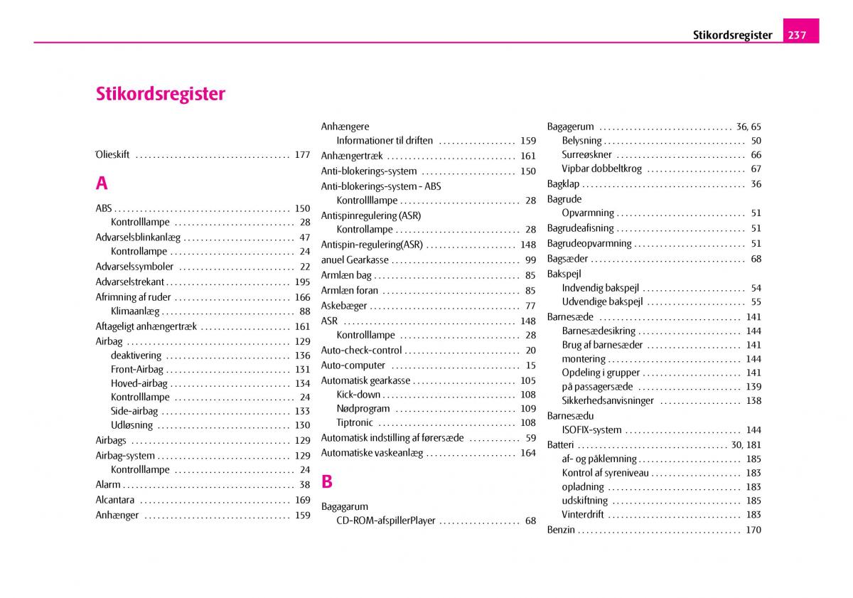 Skoda Superb I 1 Bilens instruktionsbog / page 238