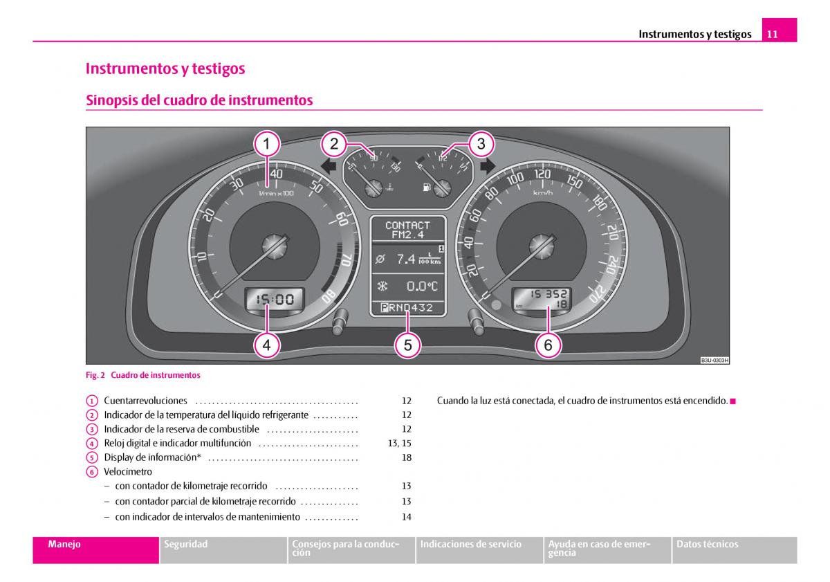 Skoda Superb I 1 manual del propietario / page 12