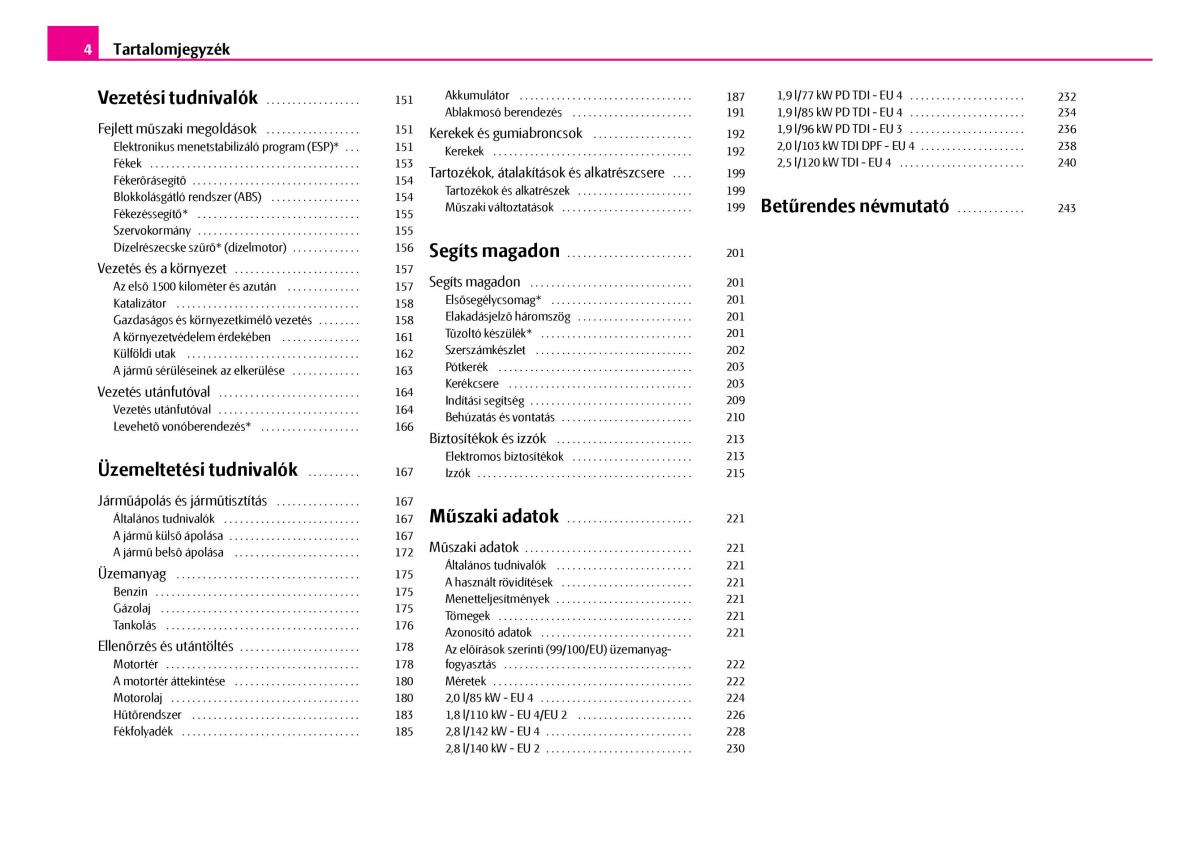 Skoda Superb I 1 Kezelesi utmutato / page 5