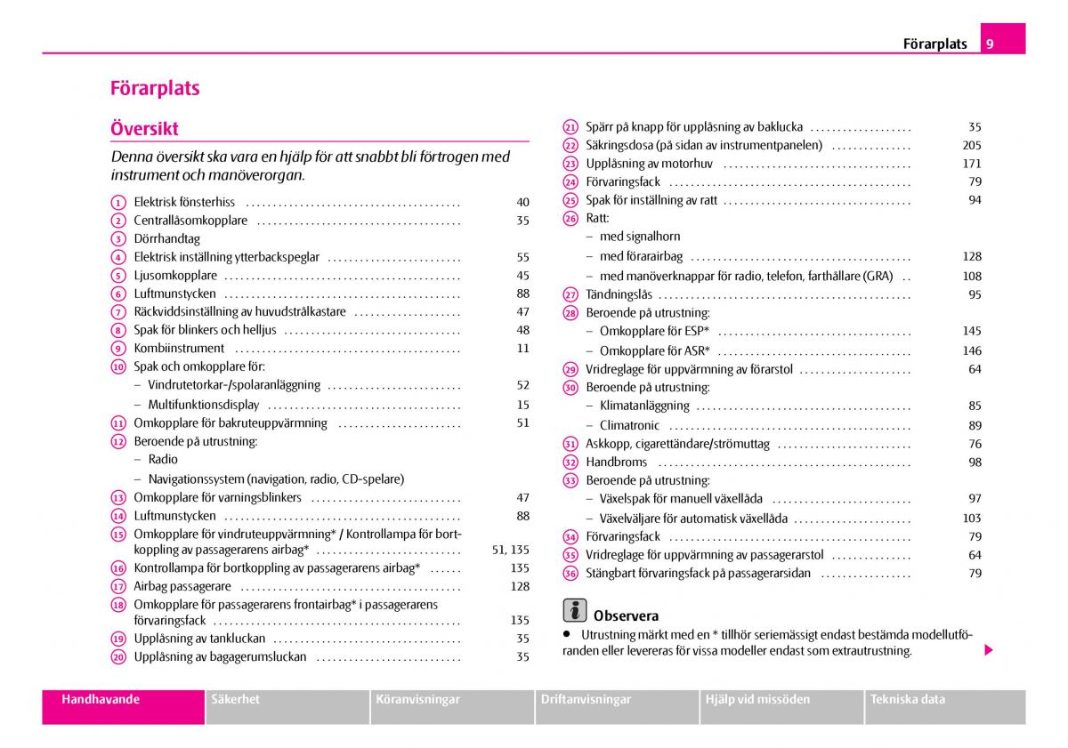 Skoda Superb I 1 instruktionsbok / page 10