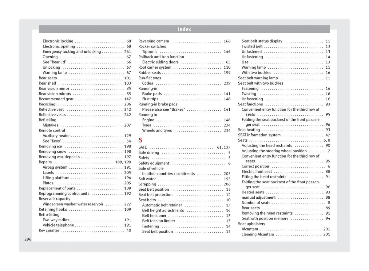 Seat Alhambra II 2 owners manual / page 298