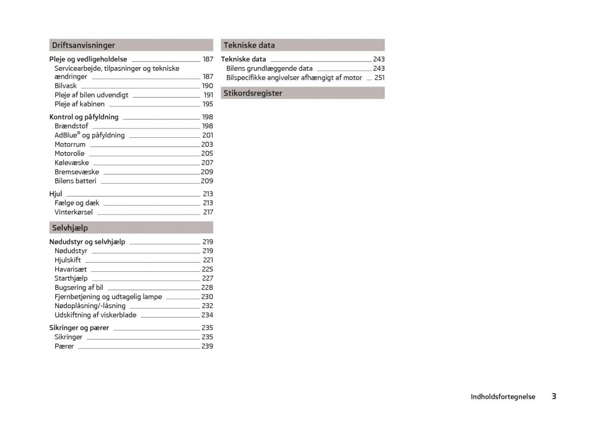 Skoda Superb III 3 Bilens instruktionsbog / page 6