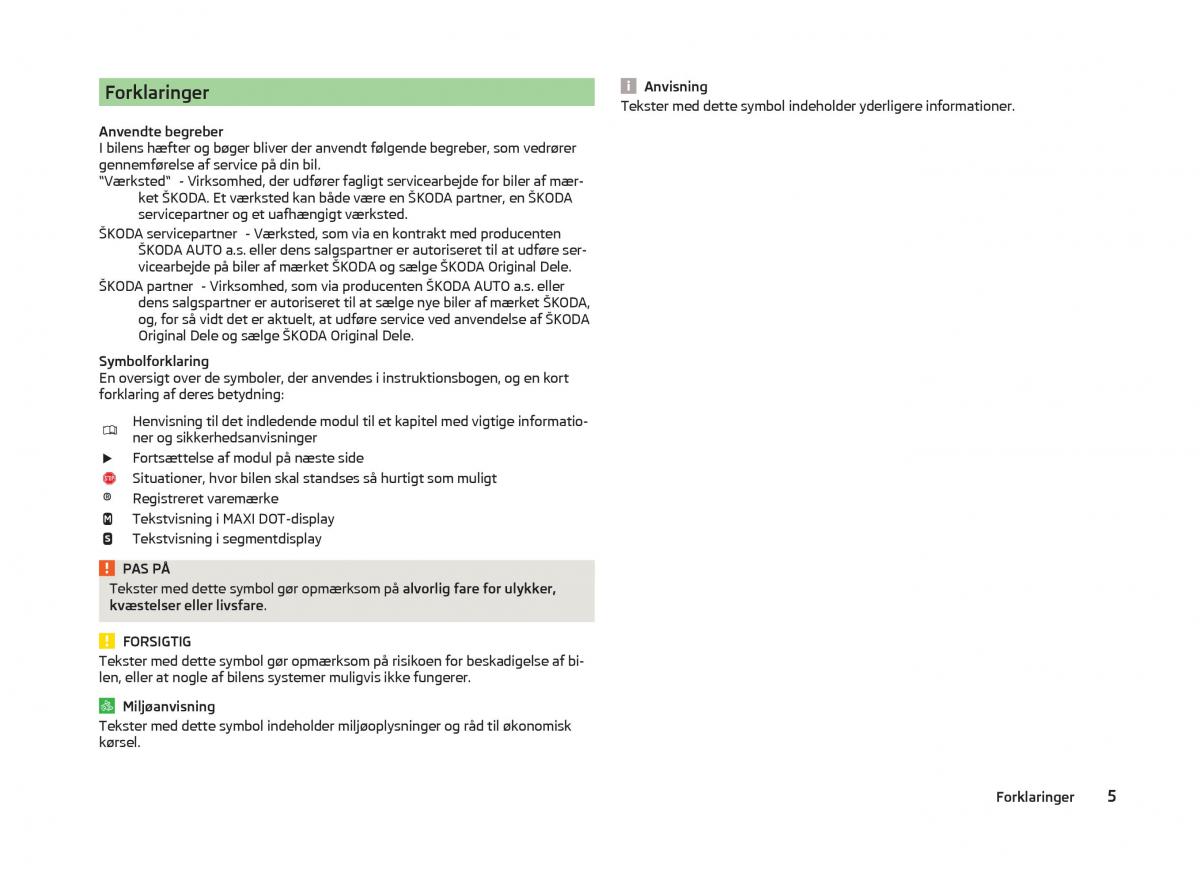 Skoda Superb III 3 Bilens instruktionsbog / page 8