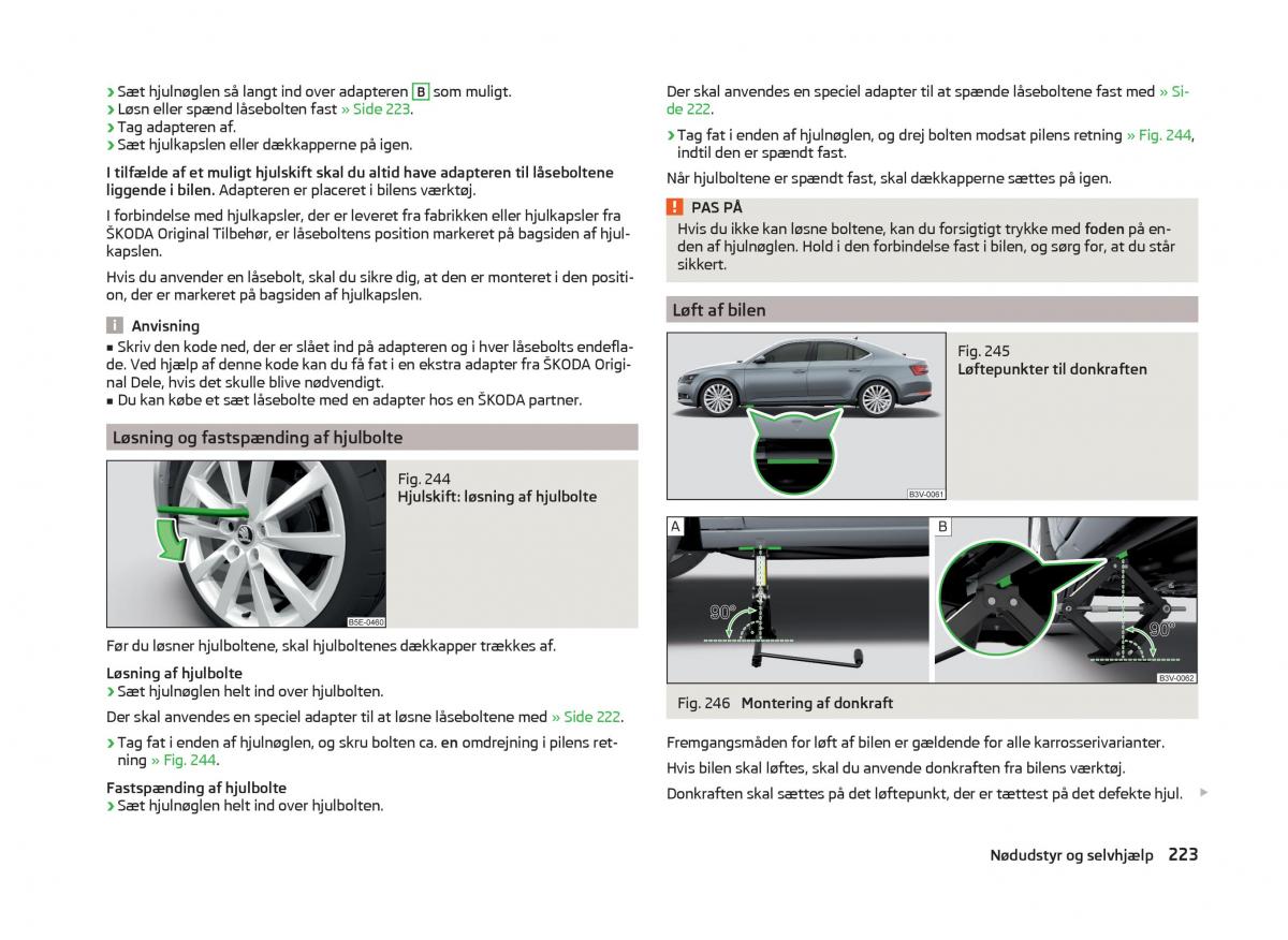 Skoda Superb III 3 Bilens instruktionsbog / page 226