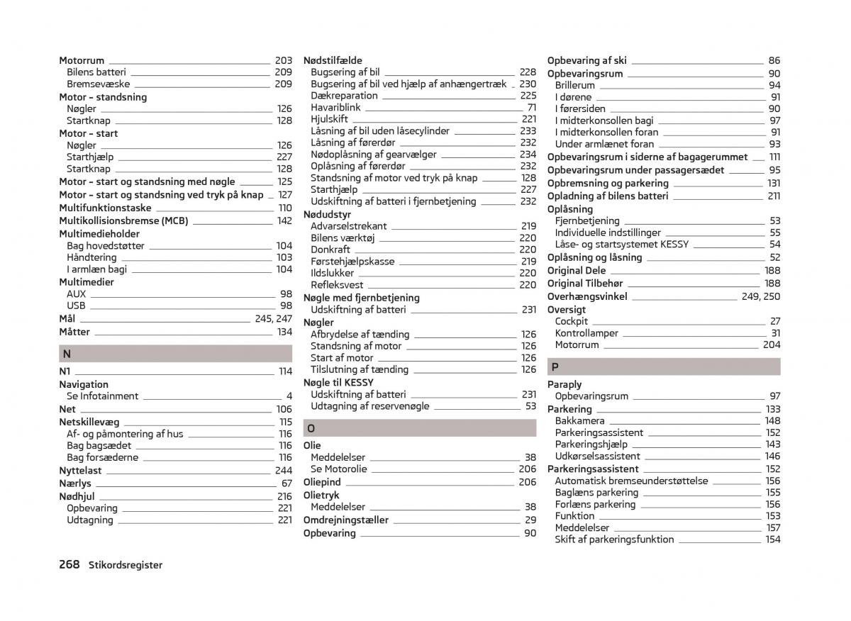 Skoda Superb III 3 Bilens instruktionsbog / page 271