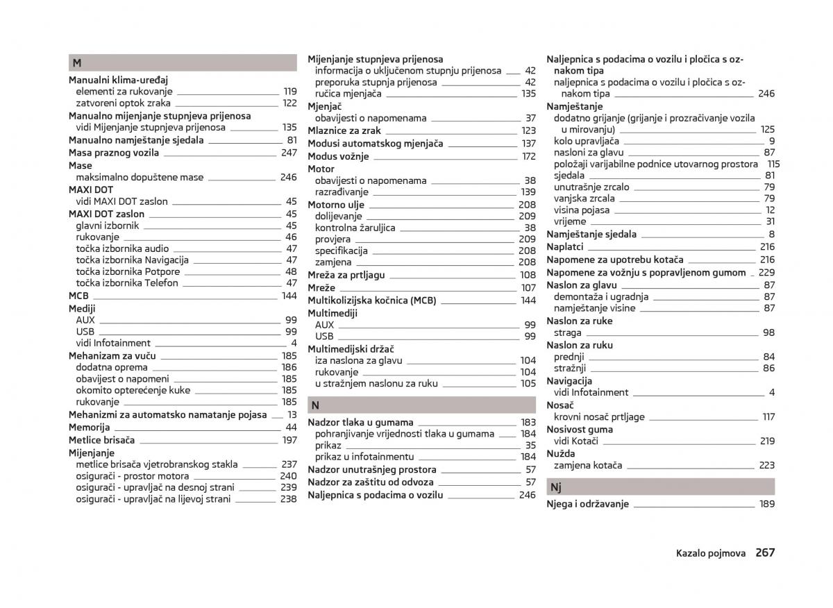 Skoda Superb III 3 vlasnicko uputstvo / page 270