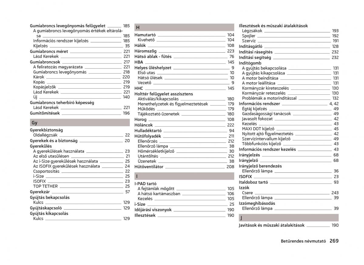 Skoda Superb III 3 Kezelesi utmutato / page 272