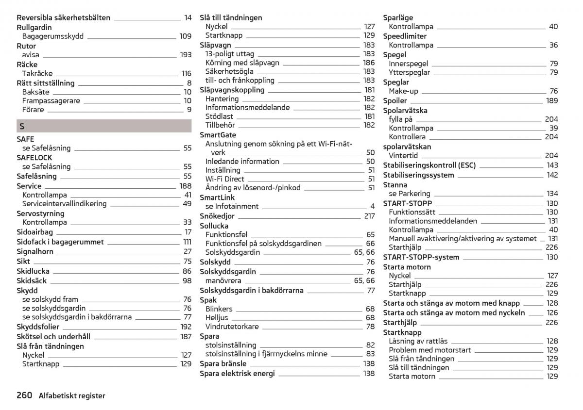 Skoda Superb III 3 instruktionsbok / page 262