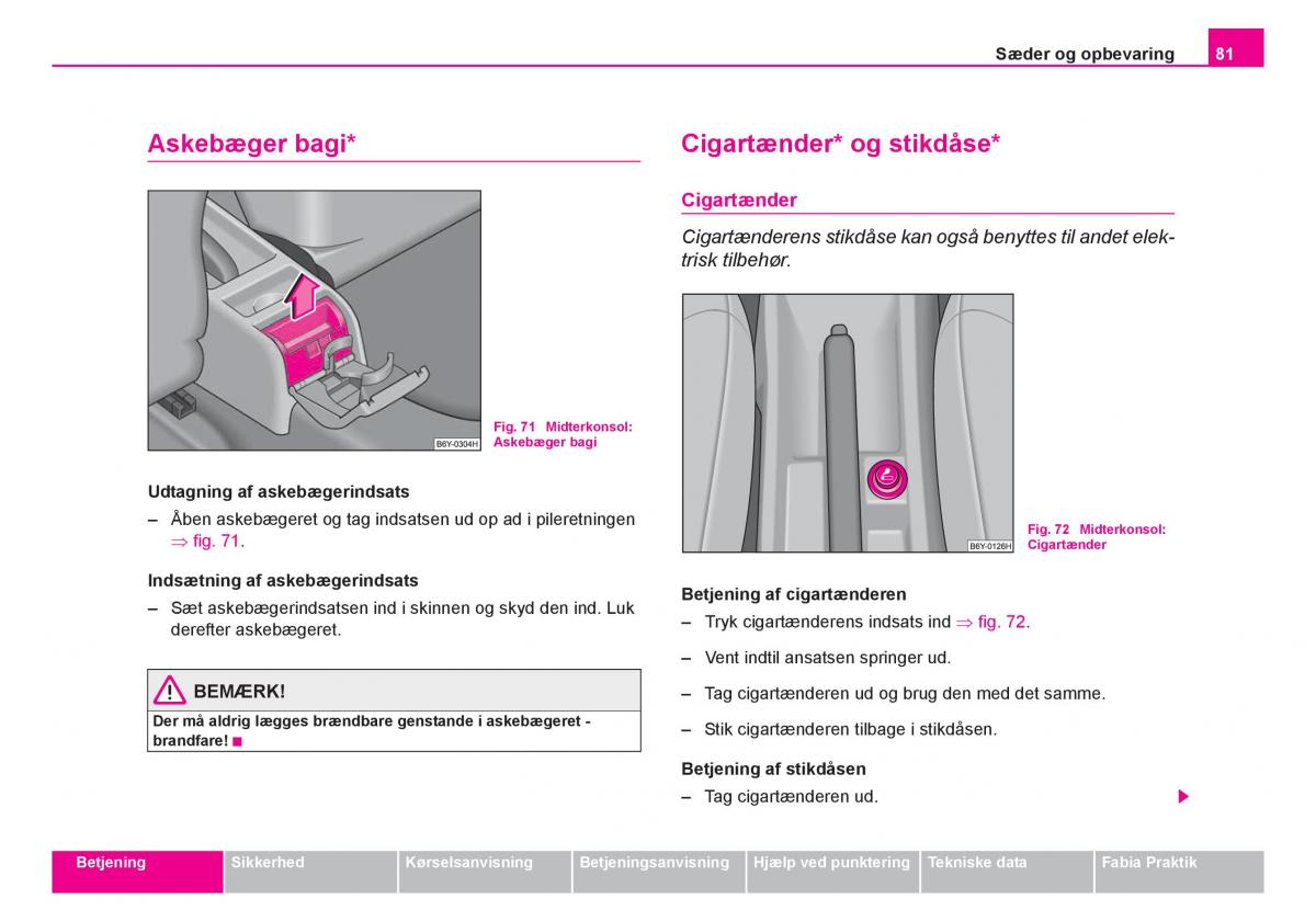 Skoda Fabia I 1 Bilens instruktionsbog / page 82