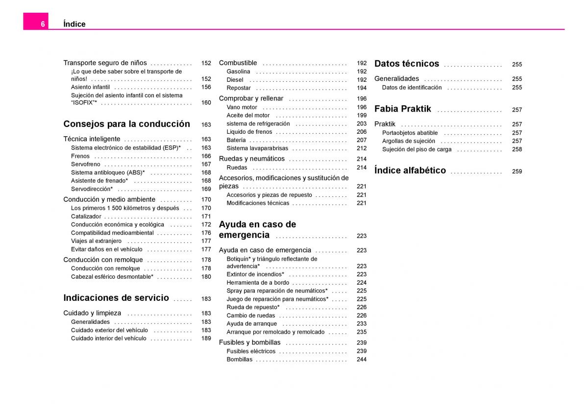 Skoda Fabia I 1 manual del propietario / page 7