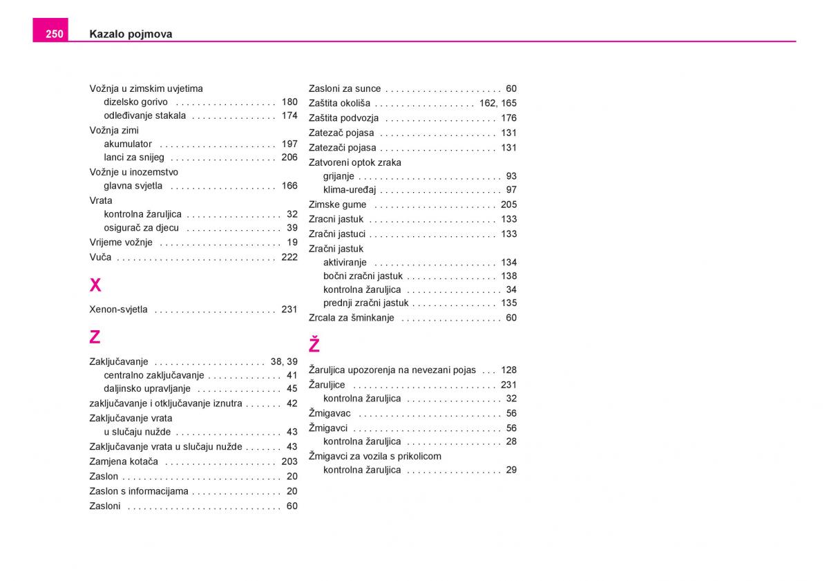 Skoda Fabia I 1 vlasnicko uputstvo / page 251