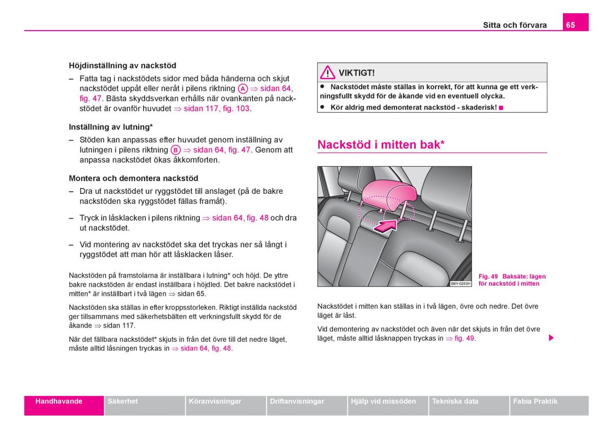 Skoda Fabia I 1 instruktionsbok / page 66