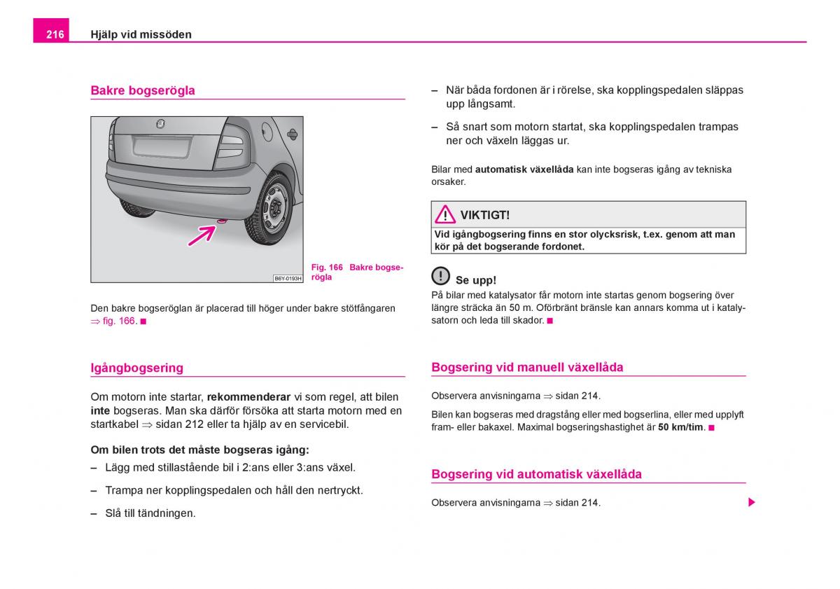 Skoda Fabia I 1 instruktionsbok / page 217