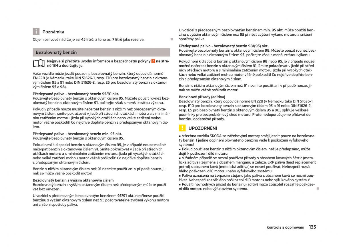 Skoda Fabia II 2 navod k obsludze / page 137