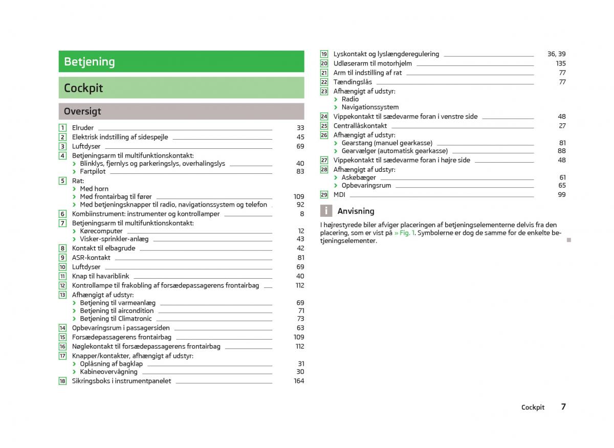 Skoda Fabia II 2 Bilens instruktionsbog / page 9