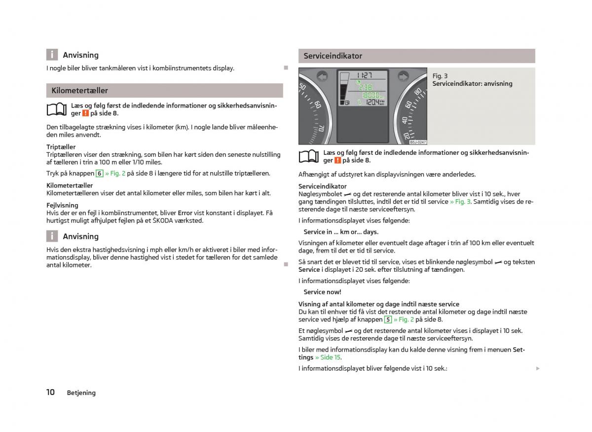 Skoda Fabia II 2 Bilens instruktionsbog / page 12