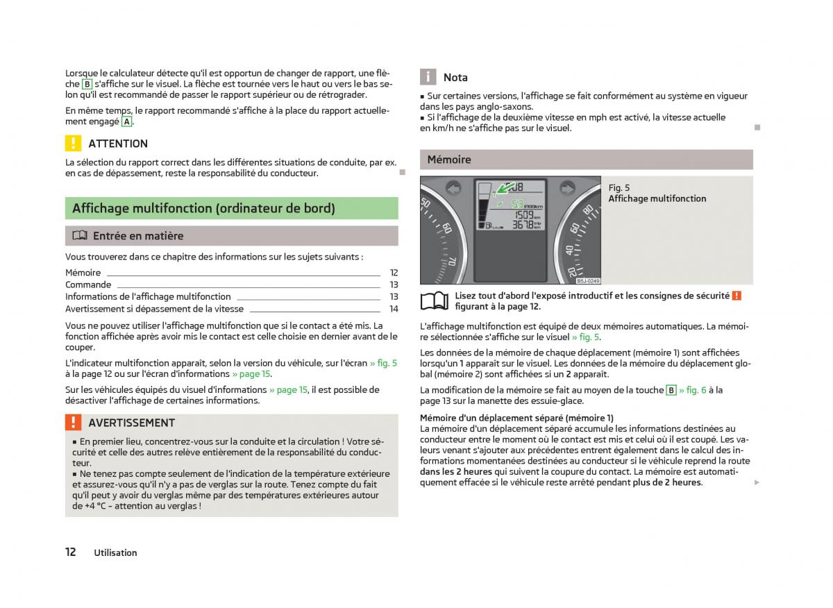 Skoda Fabia II 2 manuel du proprietaire / page 14