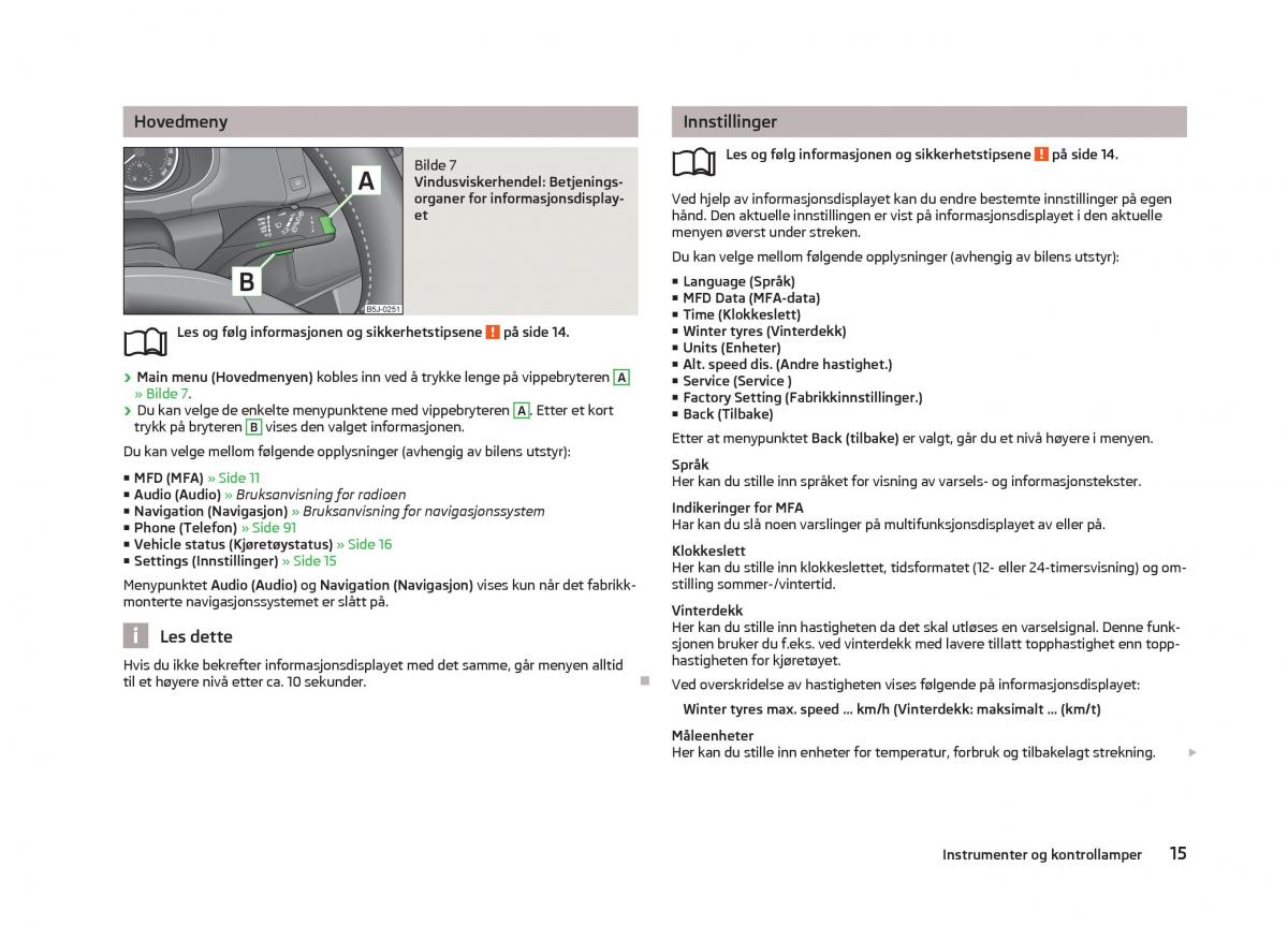 Skoda Fabia II 2 bruksanvisningen / page 17