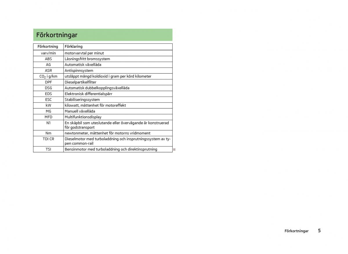 Skoda Fabia II 2 instruktionsbok / page 7