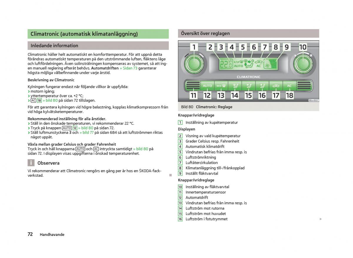 Skoda Fabia II 2 instruktionsbok / page 74