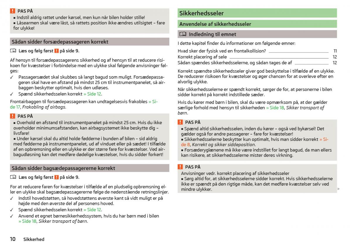 Skoda Citigo Bilens instruktionsbog / page 12