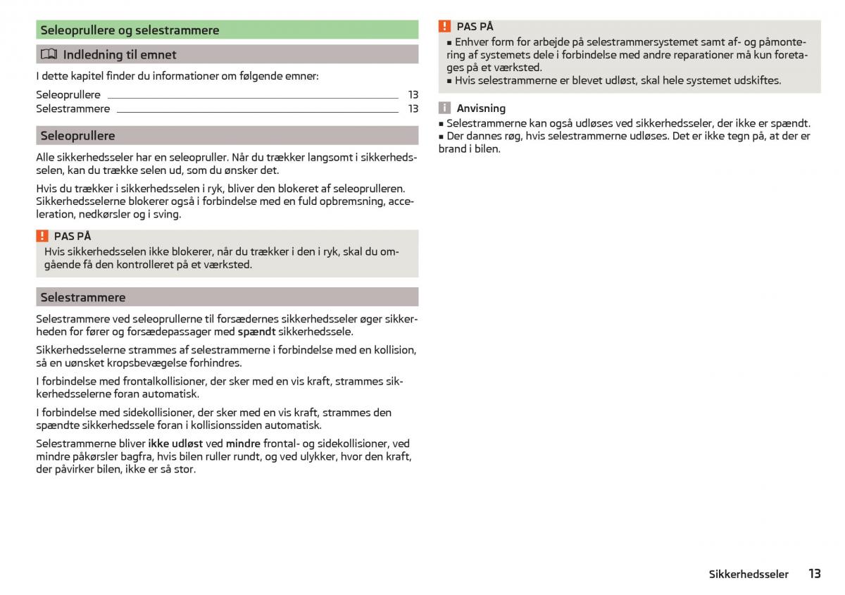 Skoda Citigo Bilens instruktionsbog / page 15