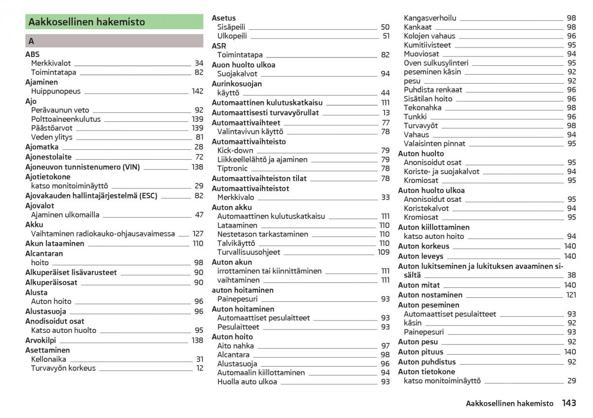 manual Skoda Citigo Skoda Citigo omistajan kasikirja / page 145