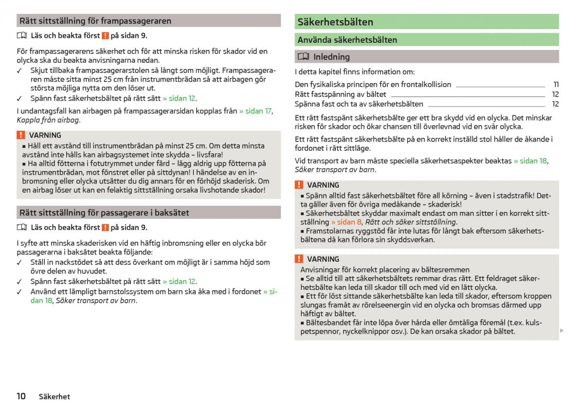 Skoda Citigo instruktionsbok / page 12