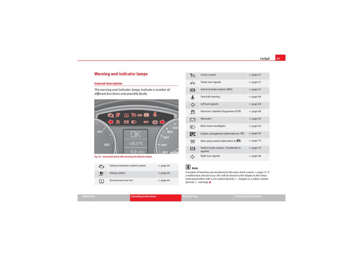 Seat Exeo owners manual / page 67