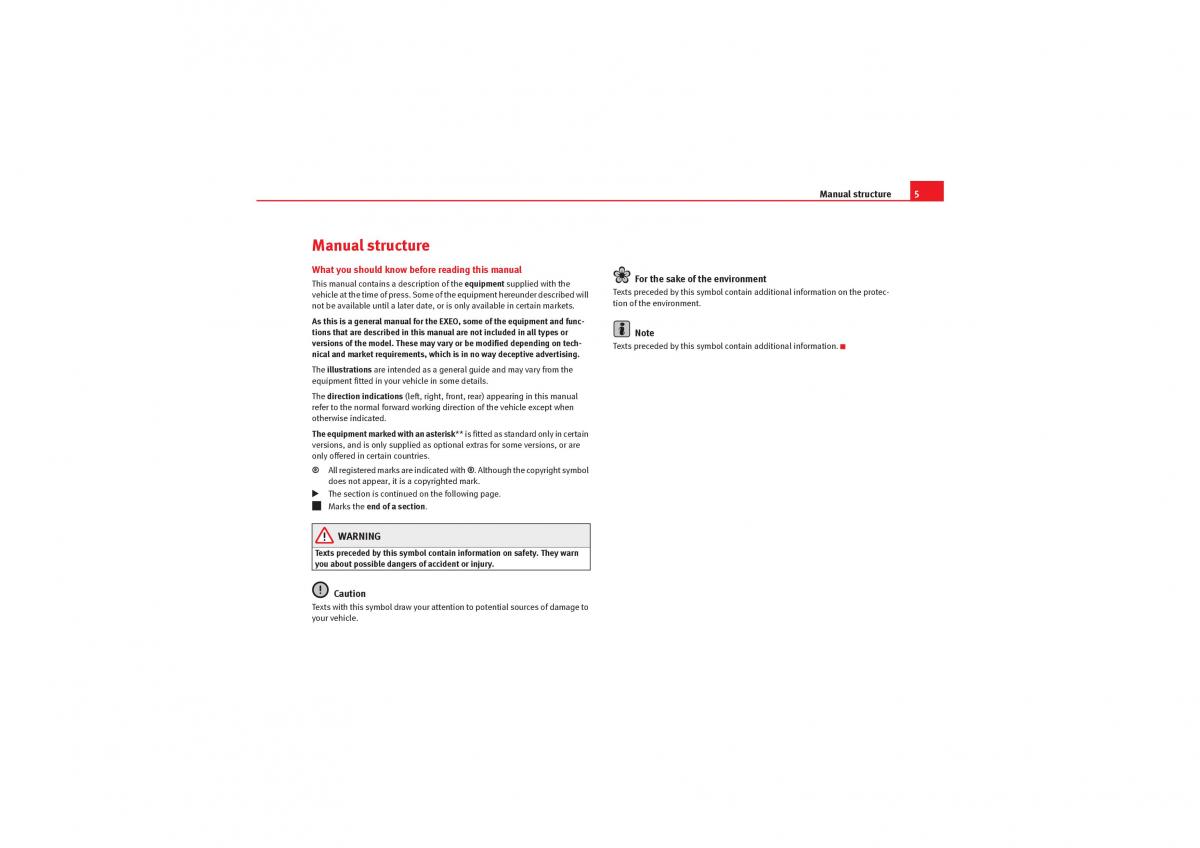 manual  Seat Exeo owners manual / page 7