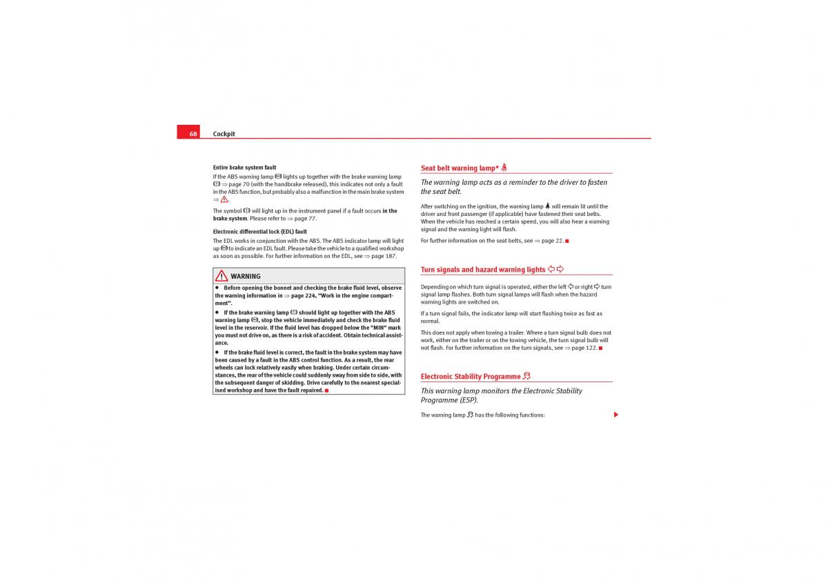 Seat Exeo owners manual / page 70