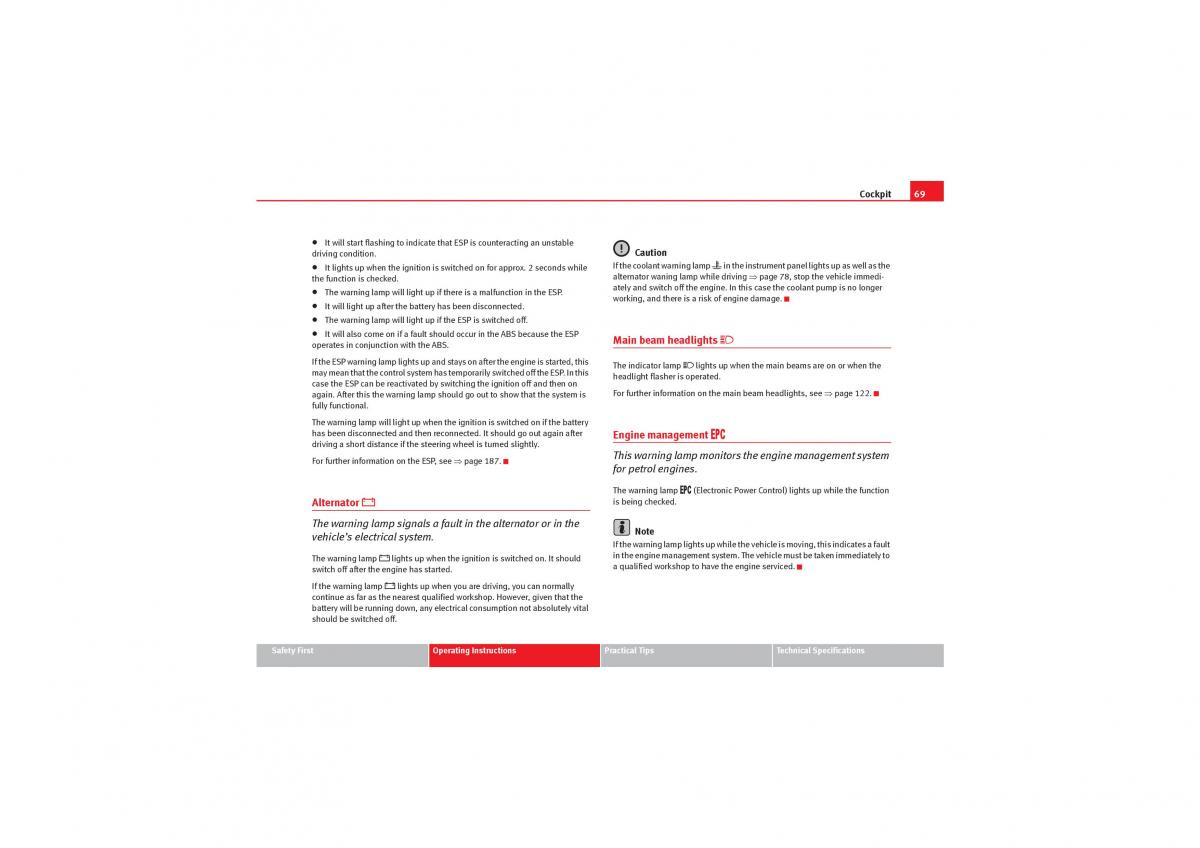 Seat Exeo owners manual / page 71