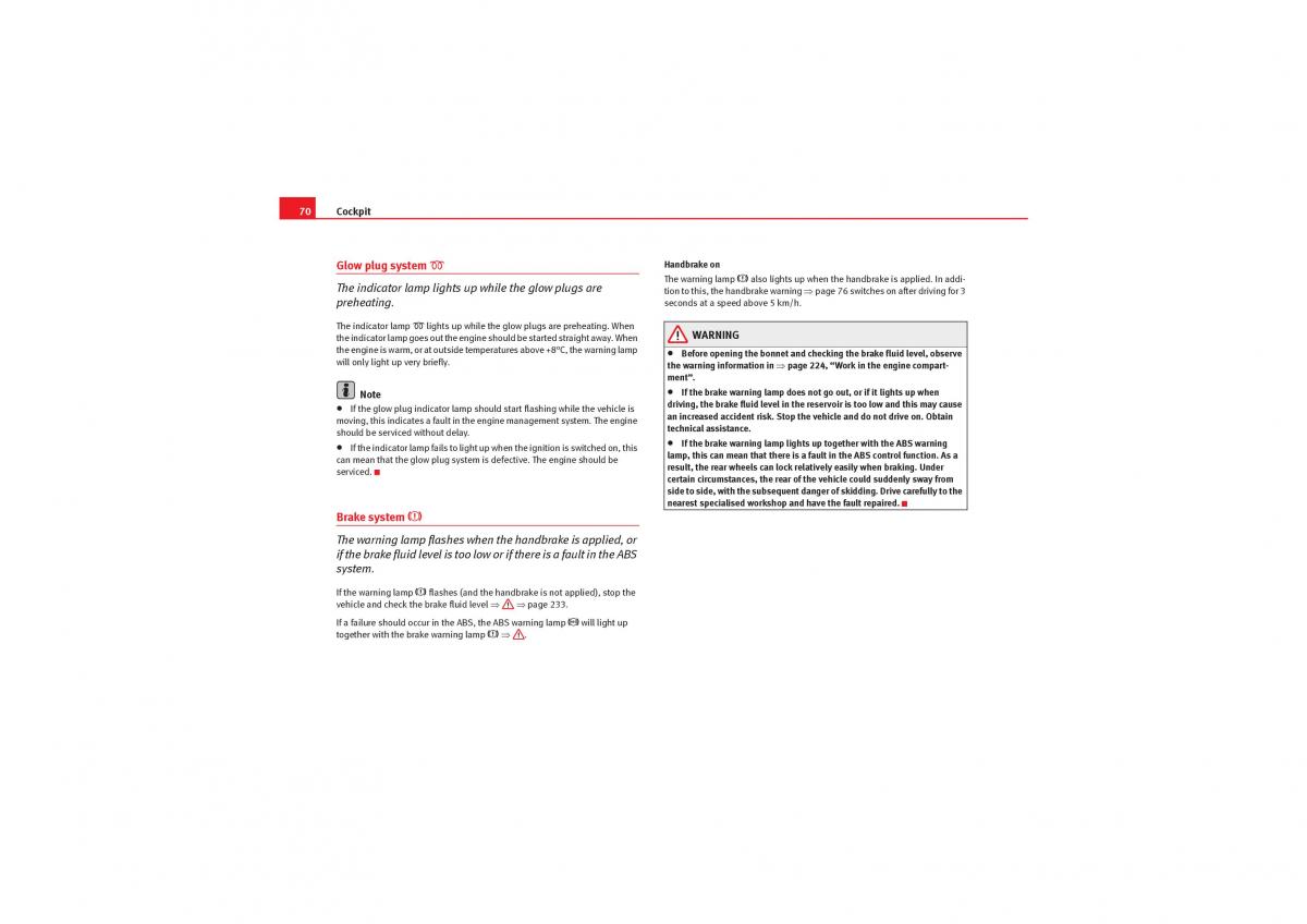 Seat Exeo owners manual / page 72
