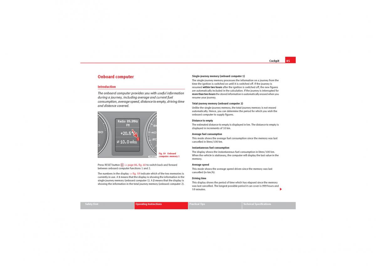 Seat Exeo owners manual / page 87