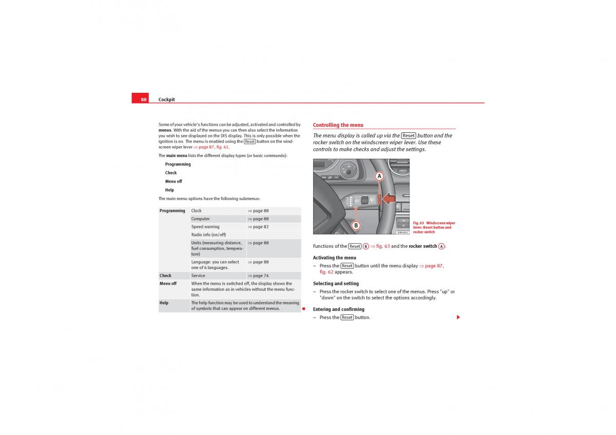 Seat Exeo owners manual / page 90