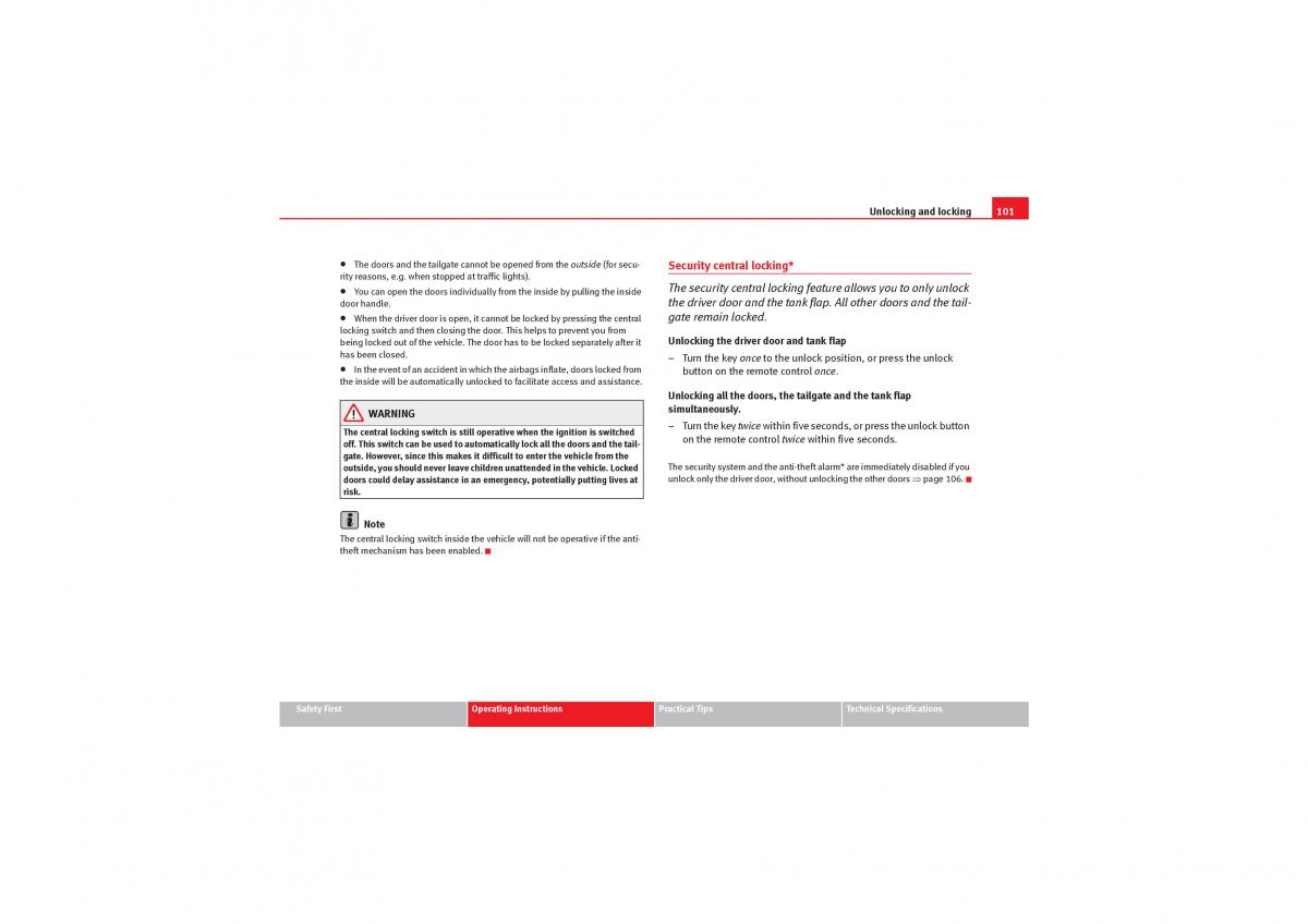 Seat Exeo owners manual / page 103