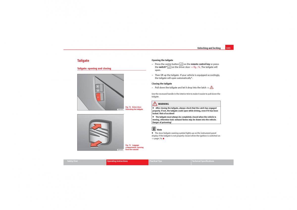 Seat Exeo owners manual / page 105
