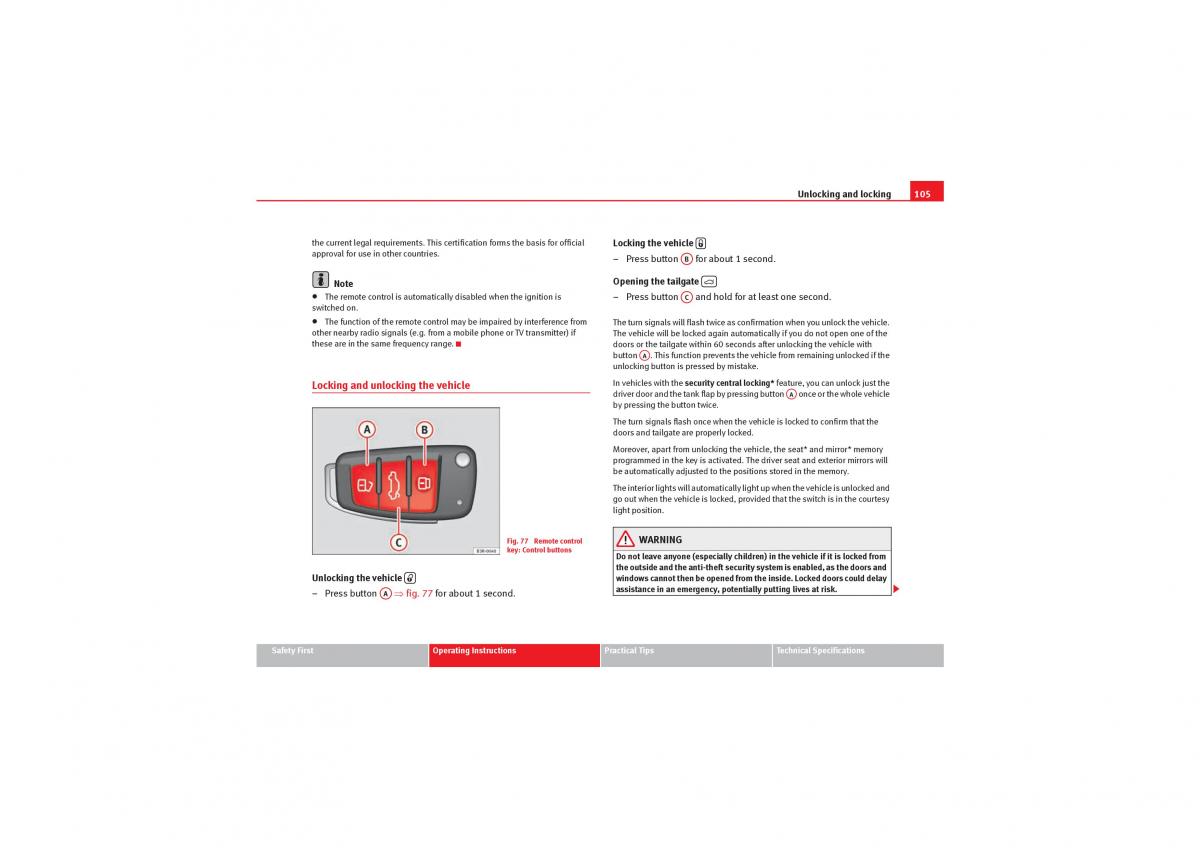 Seat Exeo owners manual / page 107