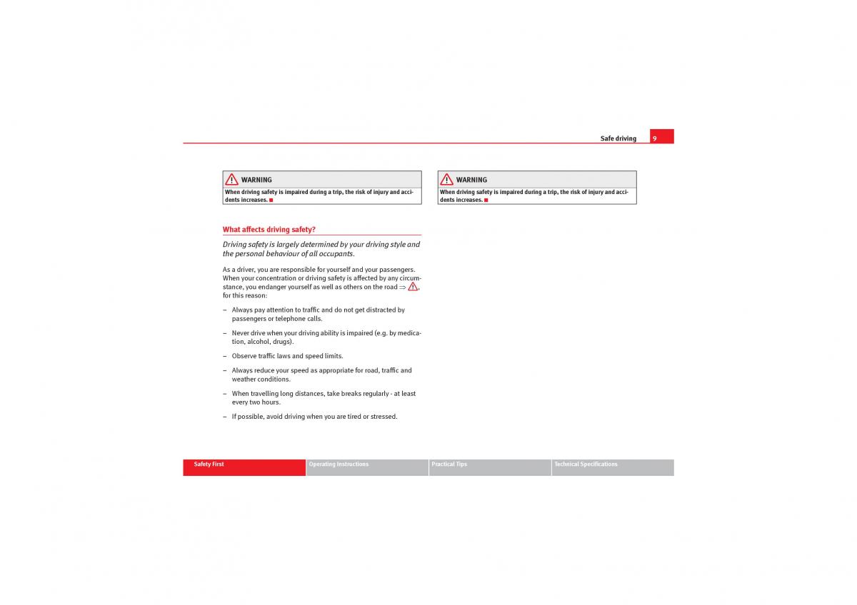 Seat Exeo owners manual / page 11