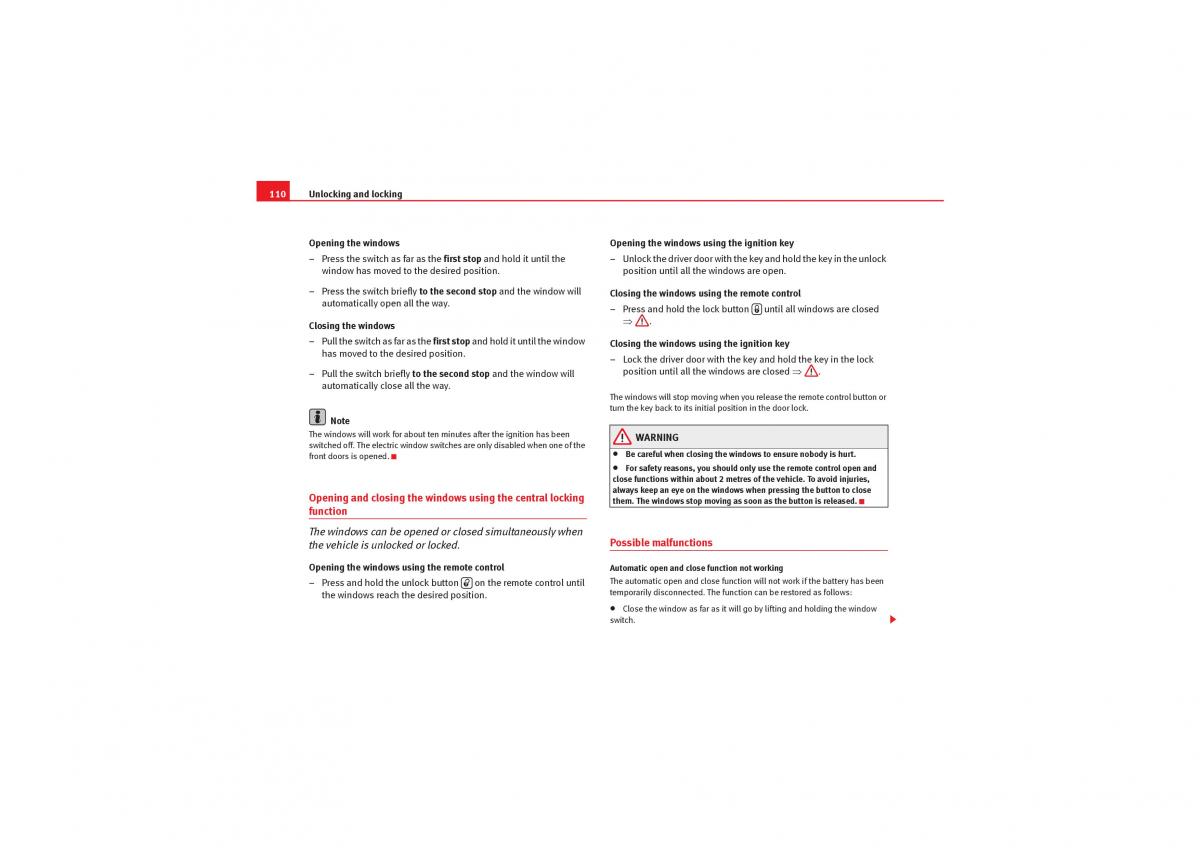 instrukcja obsługi Seat Exeo Seat Exeo owners manual / page 112