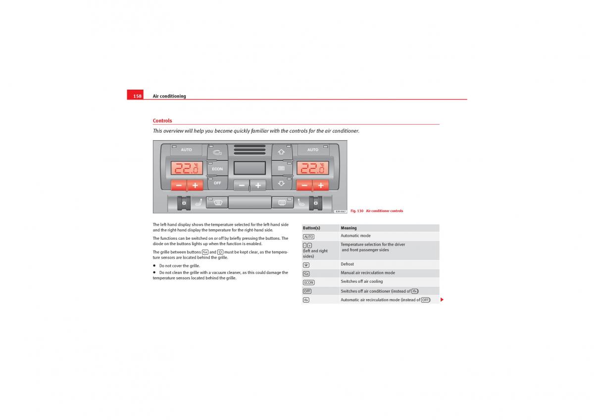 Seat Exeo owners manual / page 160