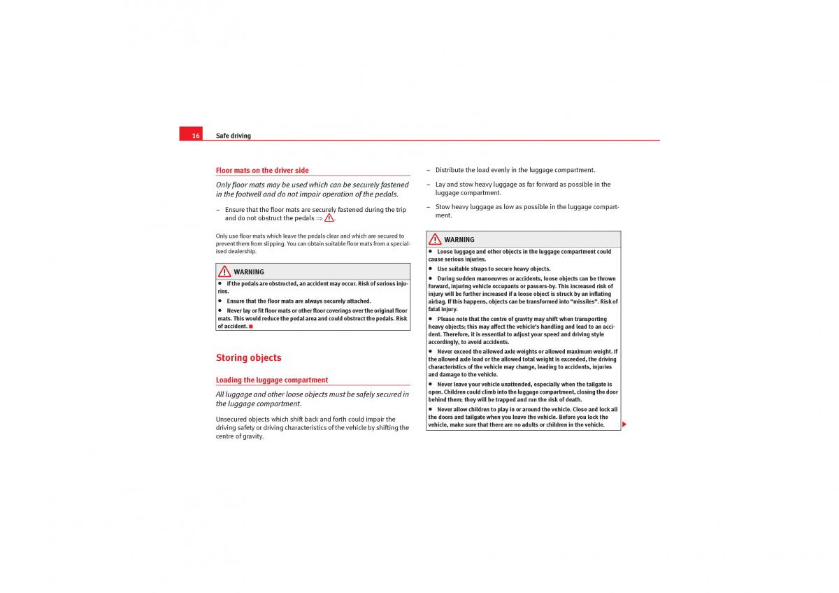 Seat Exeo owners manual / page 18