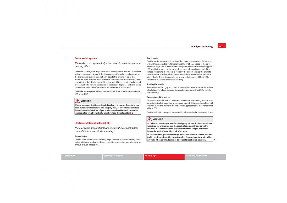 Seat Exeo owners manual / page 189