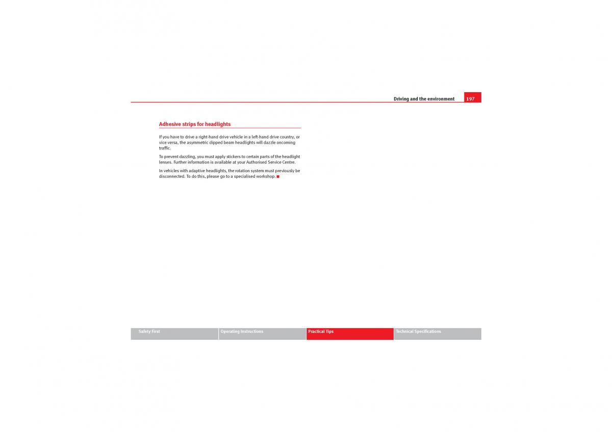 Seat Exeo owners manual / page 199
