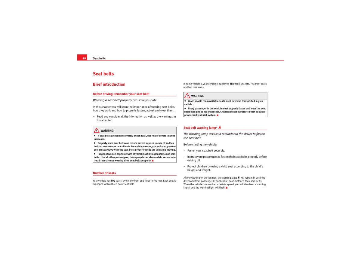 Seat Exeo owners manual / page 20