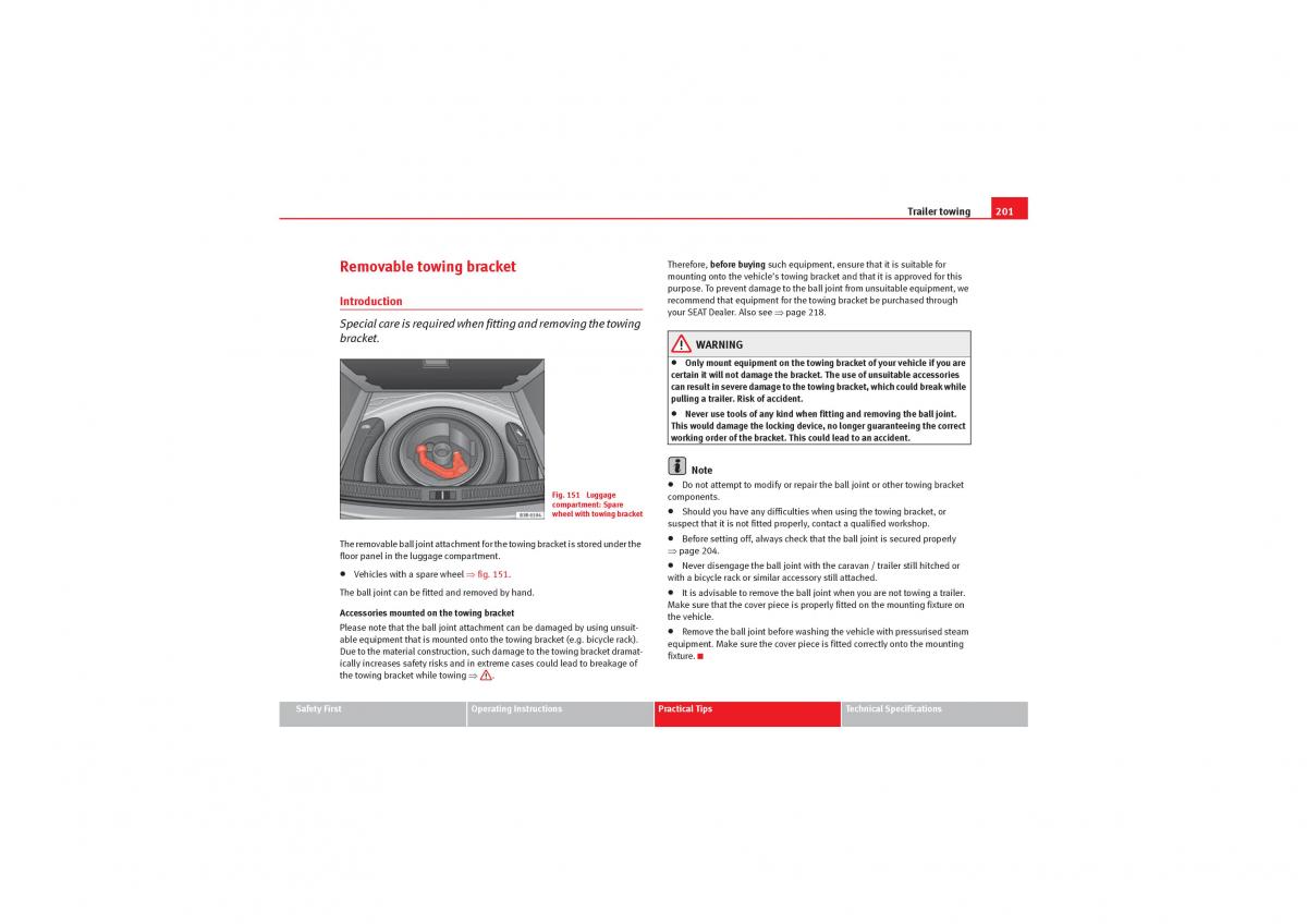 Seat Exeo owners manual / page 203
