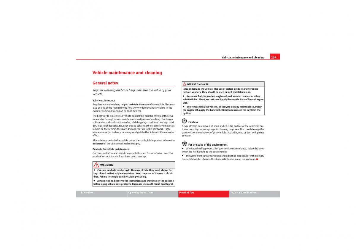 Seat Exeo owners manual / page 211
